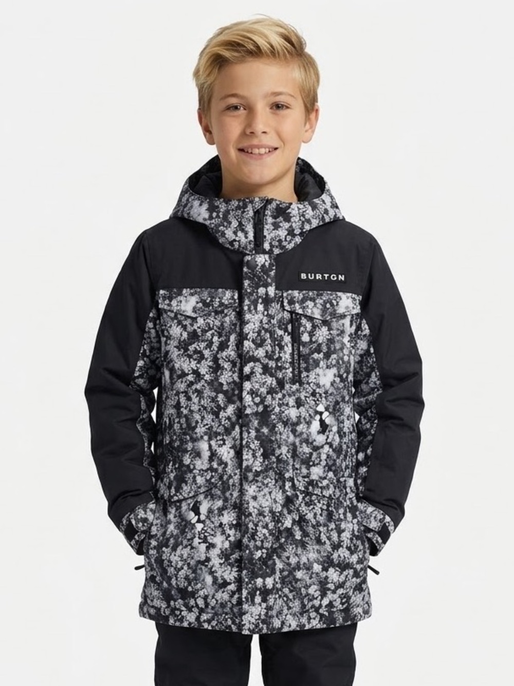 Burton Kids XL 14/16 Black White Hooded Snowboard Ski Jacket